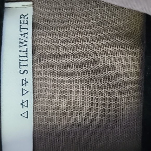 Stillwater The Ines  Olive Green Line Blend Collared Wrap Mini Dress Cardigan S - Picture 7 of 11